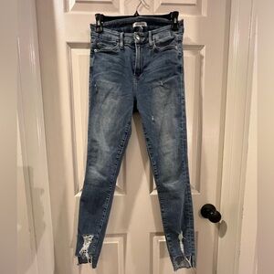 Good American Medium Wash Distressed Skinny Jeans